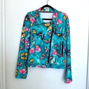 Carmin Butterfly Print Moto Jacket